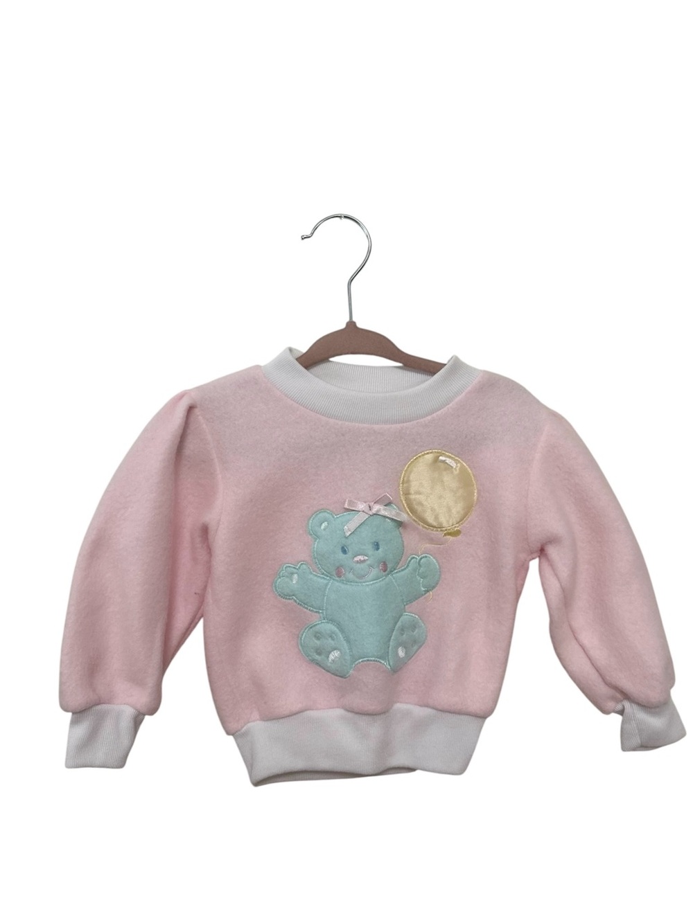 Vintage 90s Baby Girl Sweater, Teddy Bear appliqué
